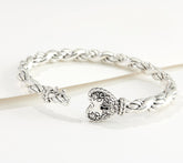 JAI Sterling Silver Italian Love Heart Lock Cuff, 6-1/4" Fit